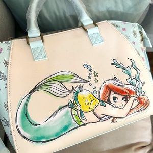 NWT! Loungefly Disney The Little Mermaid Ariel & Flounder Satchel Bag